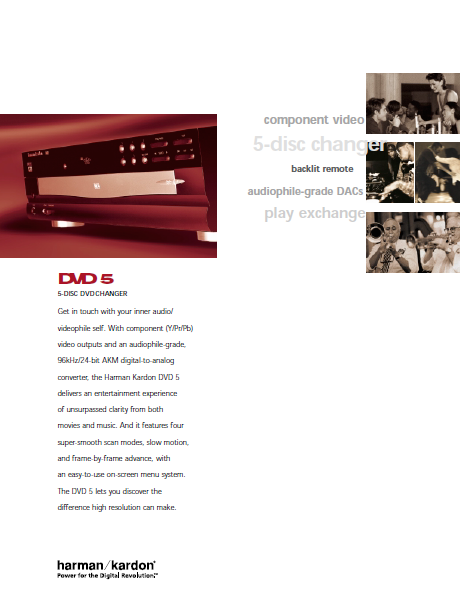 Harman Kardon Model DVD 5 5-Disc DVD Changer Product Sheet