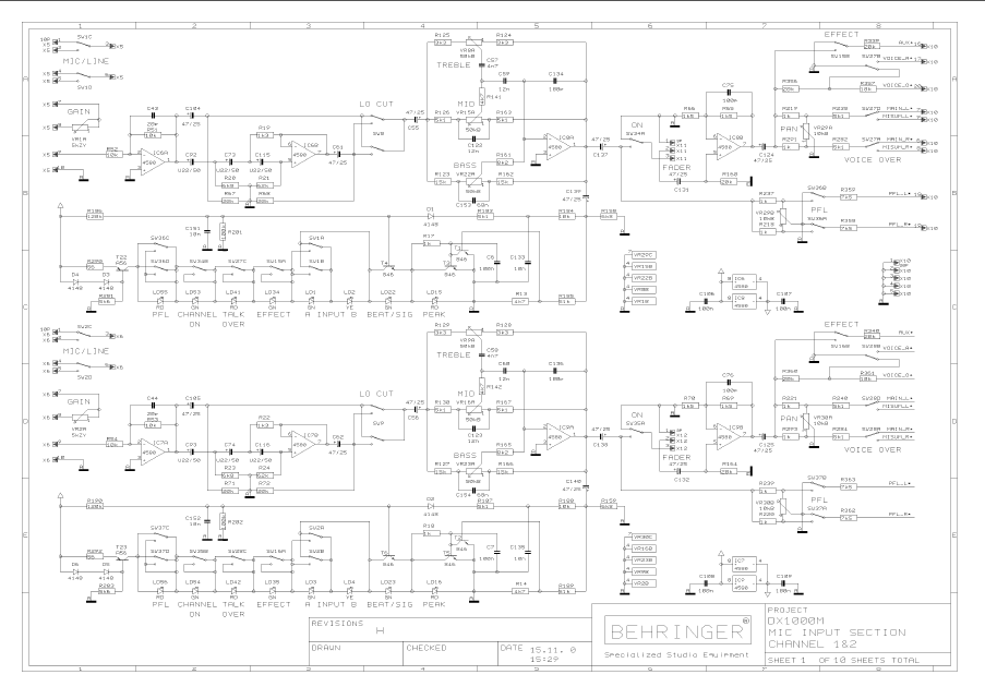 BEHRINGER DX1000M rev H Schematics