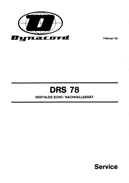 DYNACORD DRS-78 Service Manual