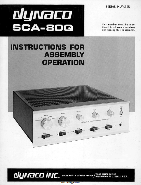 DYNACO SCA-80Q Operations Manual