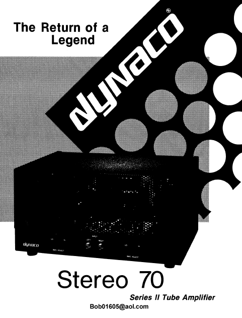 DYNACO STEREO 70 Series II Tube Amplifier Manual