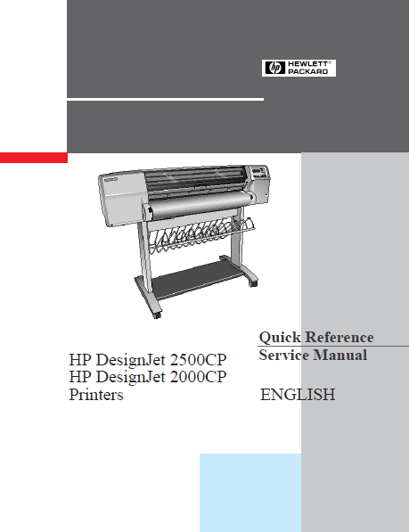 Hewlett Packard DesignJet 2500CP Printers Quick Reference Service Manual