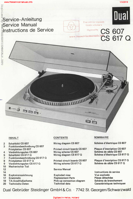 Dual CS 607 Anleitung Service Manual