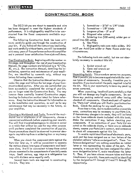 EICO Model ST-40 Full Instruction Manual