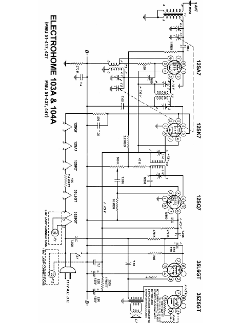 ELECTROHOME 103A-104A Radio Schematics
