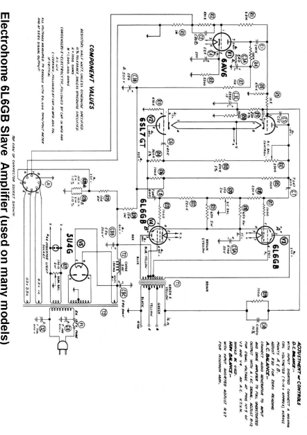 ELECTROHOME 6L6GB Slave Amplifier Schematics