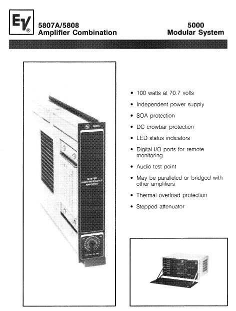 Electrovoice 5807A-5808 Amp Combination Instruction Manual
