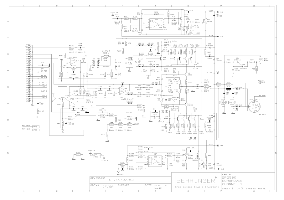 BEHRINGER EP2500 Europower rev G Schematics