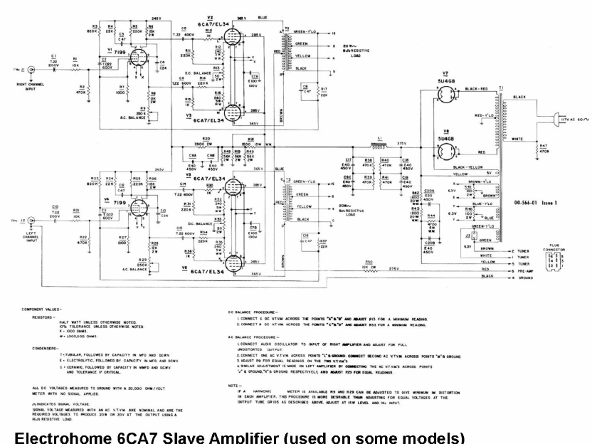 Electrohome 6CA7 Slave Amp Schematic