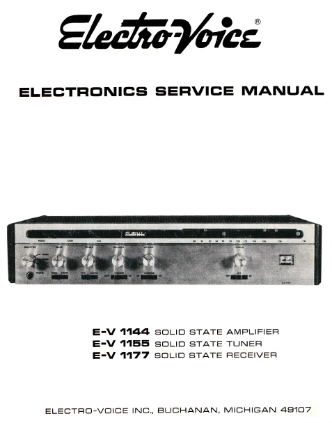 Electro-voice E-V 1144 Solid State Electronics Service Manual