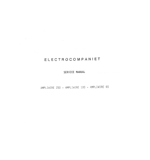 Electrocompaniet AW-100 Schematics