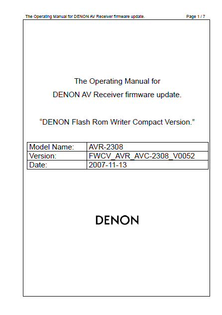 DENON FWCV0052_manual_AVR2308 Service Manual