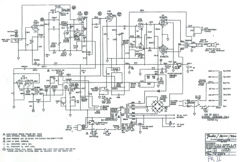 Fender Princeton Reverb II Amplifier Schematics