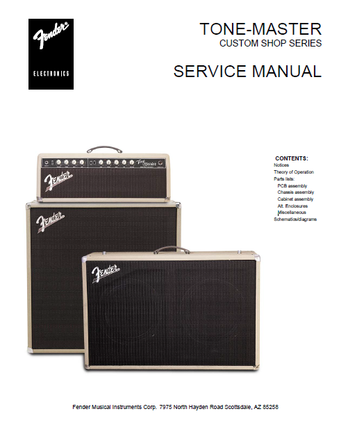 FENDER Tone-Master custom Shop Series Service Manual