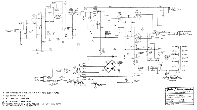 Fender Champ II Schematic