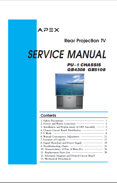 APEX GB4308_GB5108 ch.PU-1 Service Manual