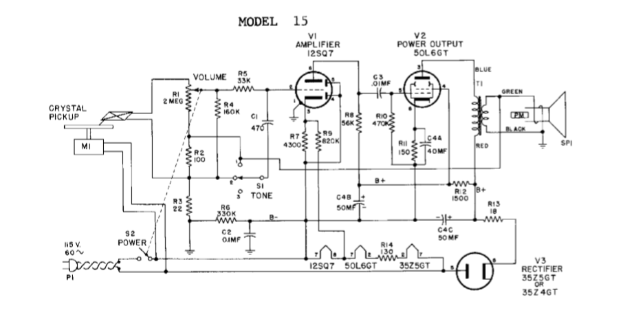 GE Radio Service Guide Model 15 Schematic and Part List – Electronic ...