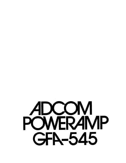 ADCOM GFA-545 Owner's Manual