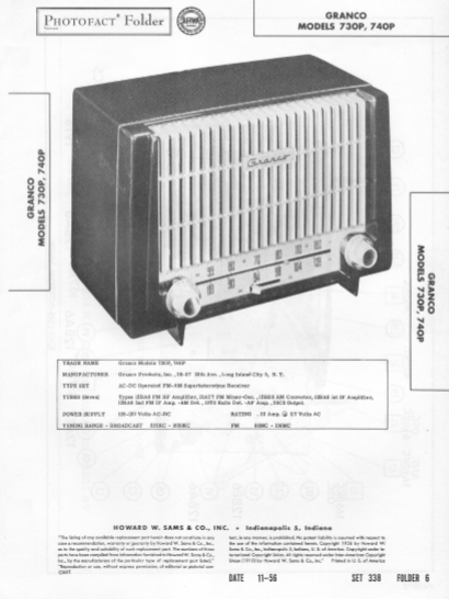 GRANCO Models 730P-740P Operation Manual
