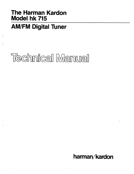 Harman Kardon hk 715 AM FM Digital Tuner Technical Service Manual