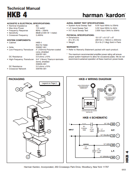 Harman Kardon HKB4 Technical Manual