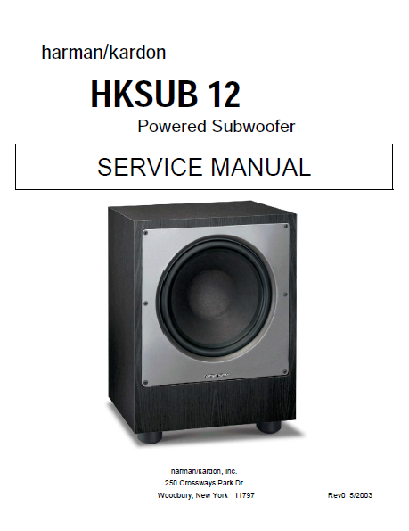 Harman Kardon HKSUB 12 Powered Subwoofer Service Manual