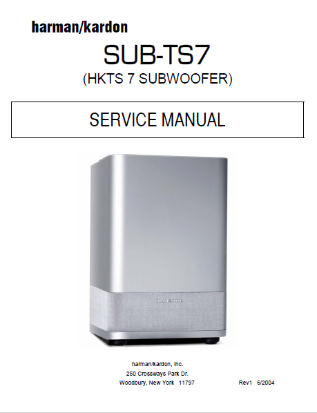 Harman Kardon SUB-TS7 HKTS 7 subwoofer Service Manual