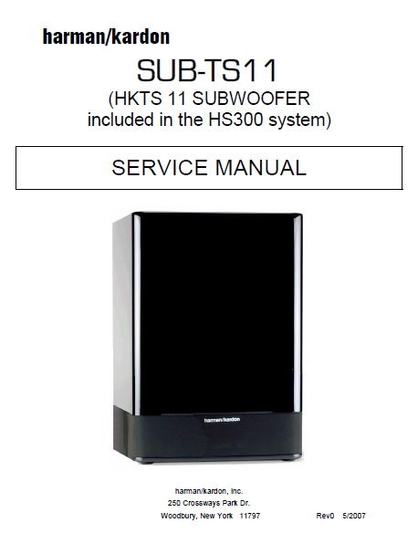 Harman Kardon SUB-TS11 Subwoofer Service Manual