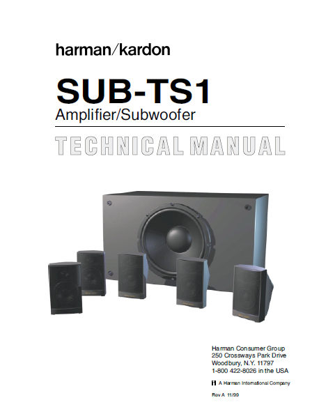 Harman Kardon SUB-TS1 Amplifier Subwoofer Technical Service Manual