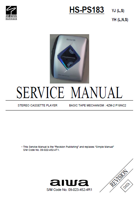 AIWA HS-PS183 Revision Stereo Cassette Player Service Manual