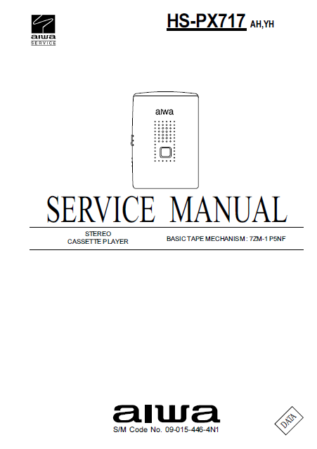 AIWA HS-PX717 Stereo Cassette Player Service Manual