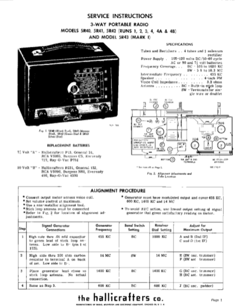 Hallicrafters Models 5R40-5R41-5R42 Instruction Manual