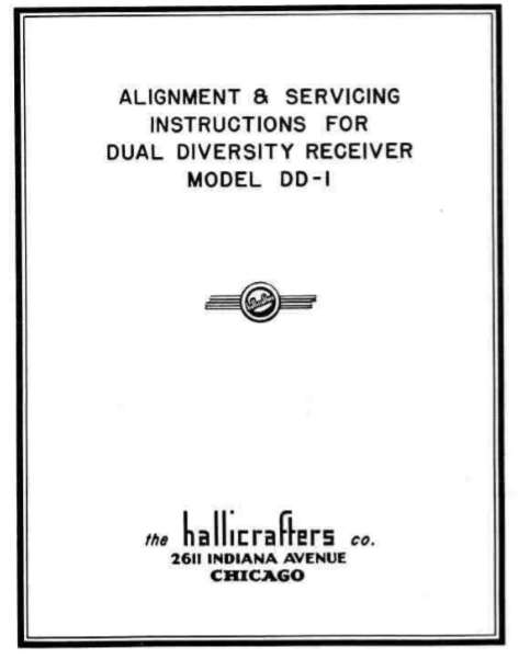 Hallicrafters Model DD-1 Dual Diversity Receiver Service Manual