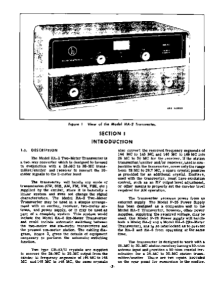 Hallicrafters Model HA-2 Transverter Service Manual
