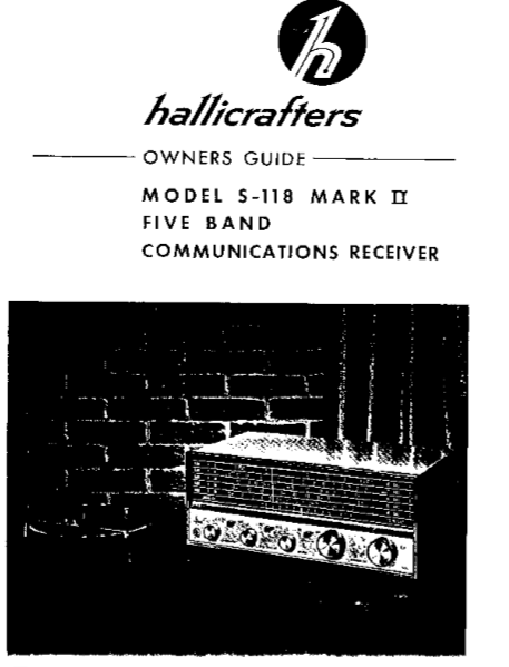 Hallicrafters Model S-118 Five Band Communications Receiver Owner's Manual