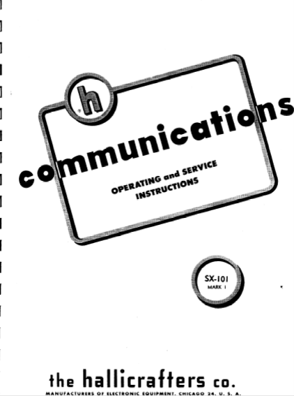 Hallicrafters Model SX-101 Mark I Receiver Service Manual