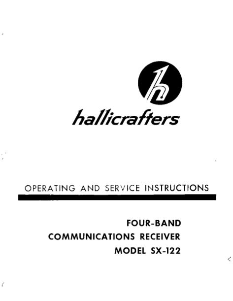 Hallicrafters Model SX-122 Four-Band Communication Receiver Service Manual