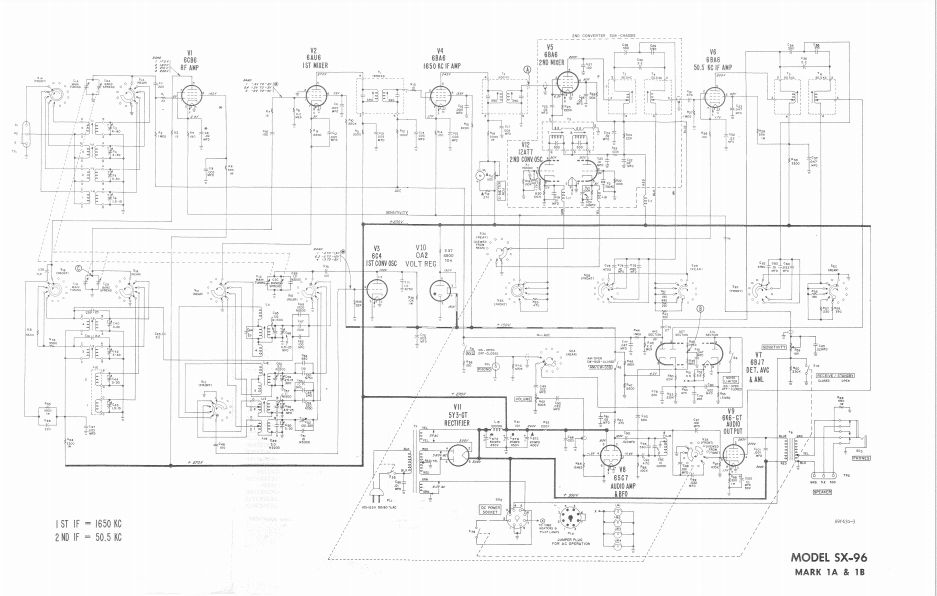 Hallicrafters Model SX96 Mark 1A-1B Schematic