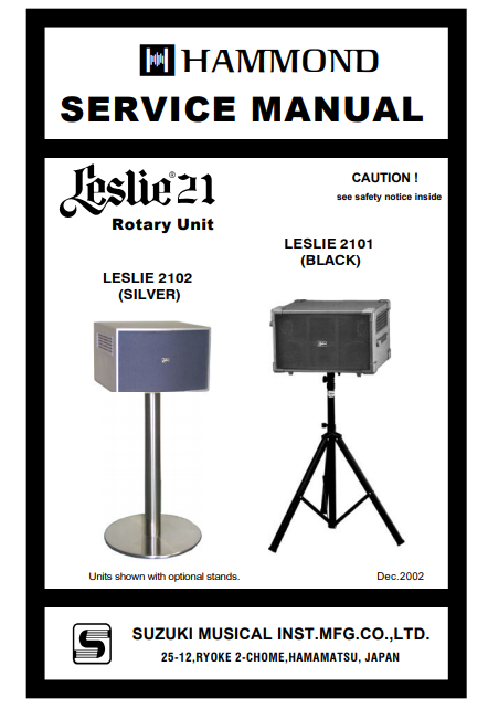 Hammond Leslie 21 01-02 Silver and Black Service Manual