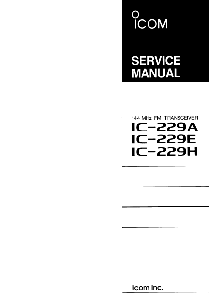 ICOM IC-229A FM Transceiver Maintenance Manual