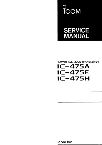 ICOM IC-475A ALL Mode Transceiver Service Manual