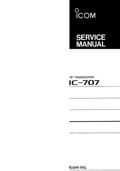 ICOM IC-707 HF Transceiver Service Manual
