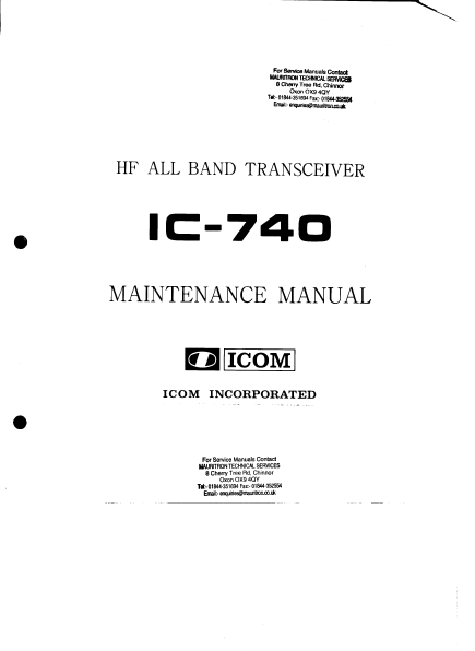 ICOM IC-740 Section 1-4 HF Transceiver Maintenance Manual