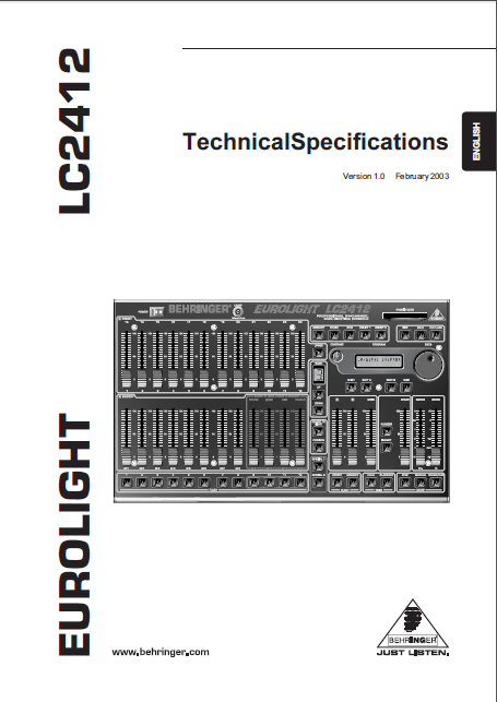 BEHRINGER LC2414 Eurolight Technical Specification