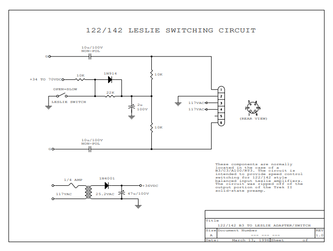 Hammond 122-142 Leslie Switching Circuit