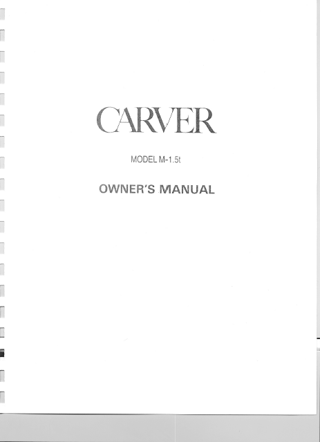 CARVER M-1.5t Magnetic Field Amplifier Owner's Manual