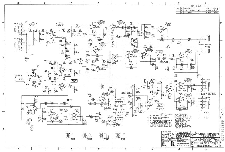 FENDER M80 Chorus Amplifier Schematics