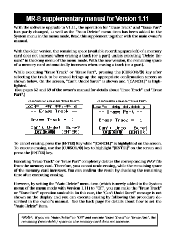 FOSTEX MR-8 Supplementary Manual