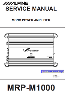 ALPINE MRP-M1000 Mono Power Amplifier Parts List and Schematics