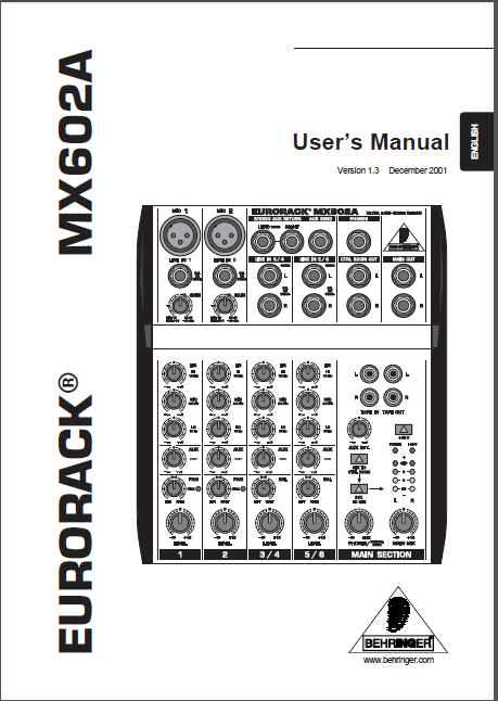 BEHRINGER Eurorack MX602A User's Manual